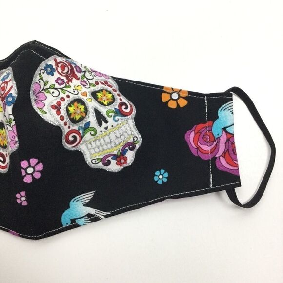 2/$15 - Sugar Skulls Mask, Face Mask, Black Sugar Skulls, Filti Filter - Picture 5 of 15